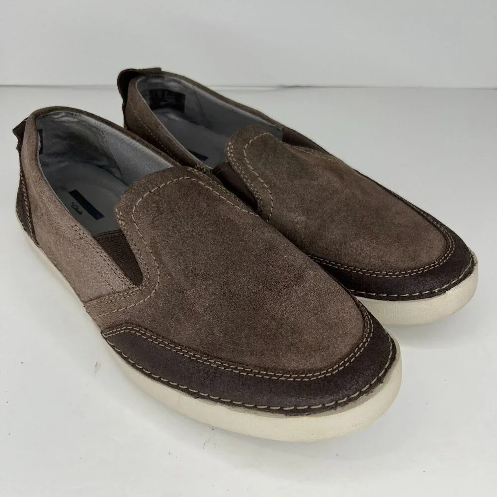 Collection by Clarks Mens 15807 Brown Suede Comfort Slip On Size 11 Loafers - Picture 2 of 9